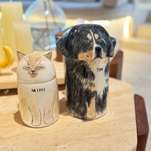 PODPAWS Custom Cat & Dog Ceramic Pet Urn – Airtight Moisture-Proof Memorial Keepsake