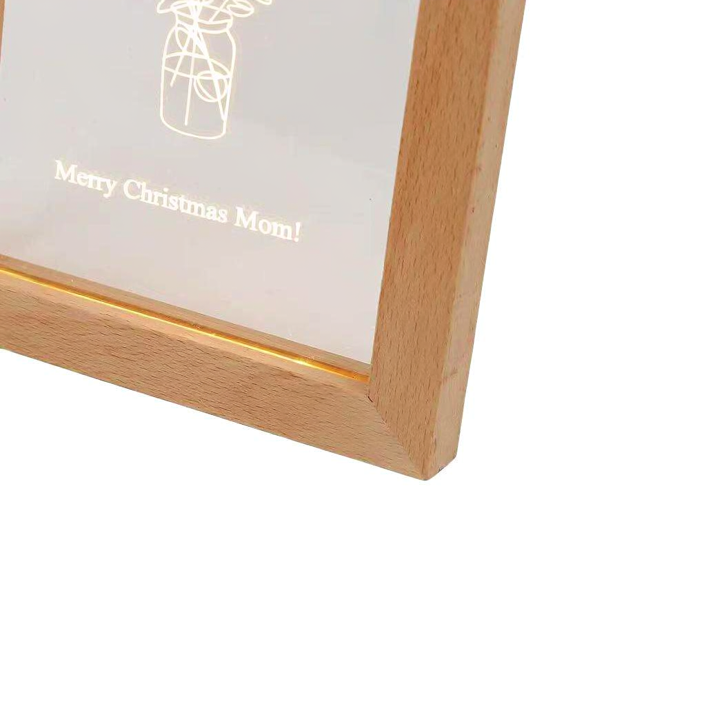 Framed Acrylic Night Light with Pet Photo - Warm Backlit Wooden Photo Frame - Image 3