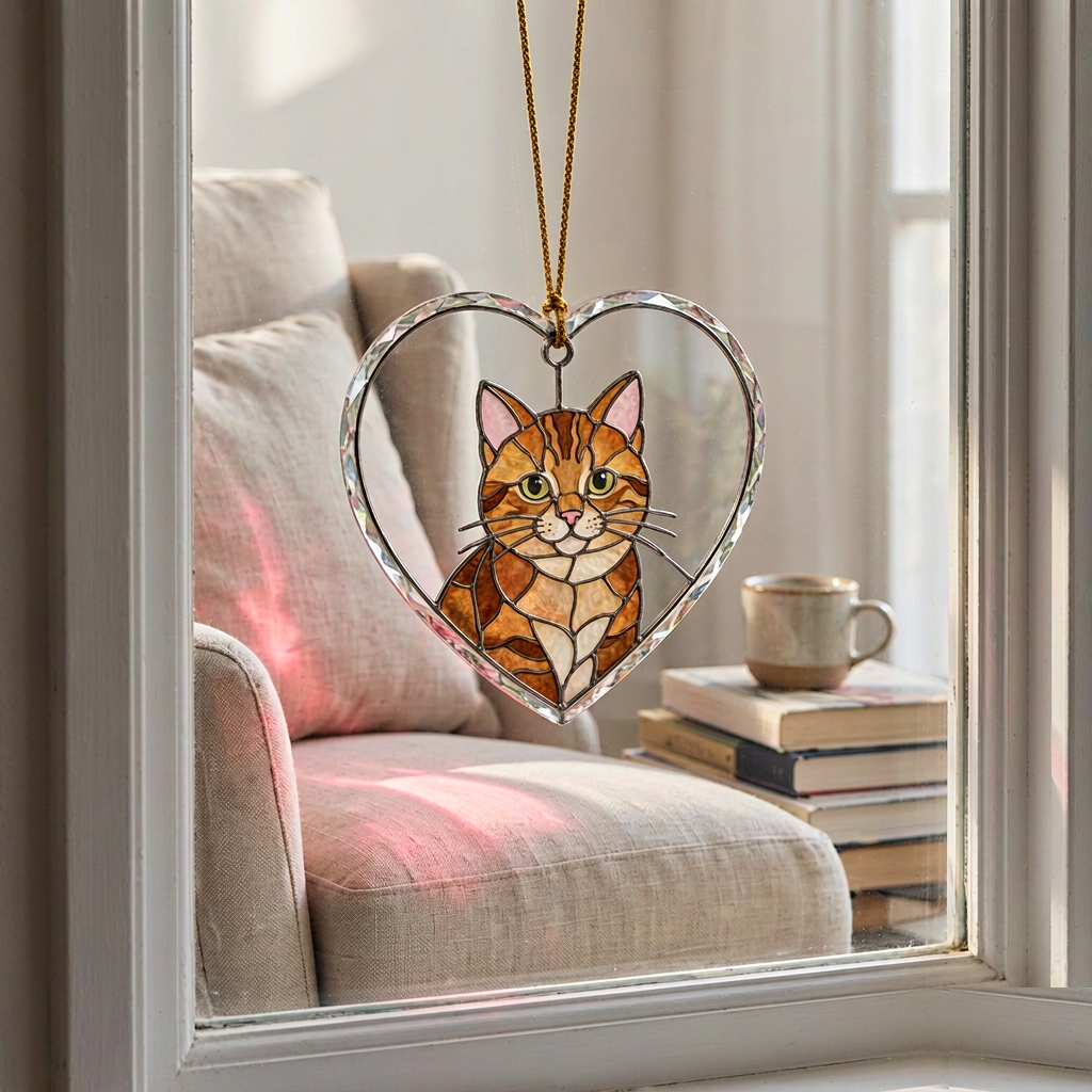 Stained Glass Pet Portrait Pendant - Small 7 cm Heart Glass Keepsake - Image 4
