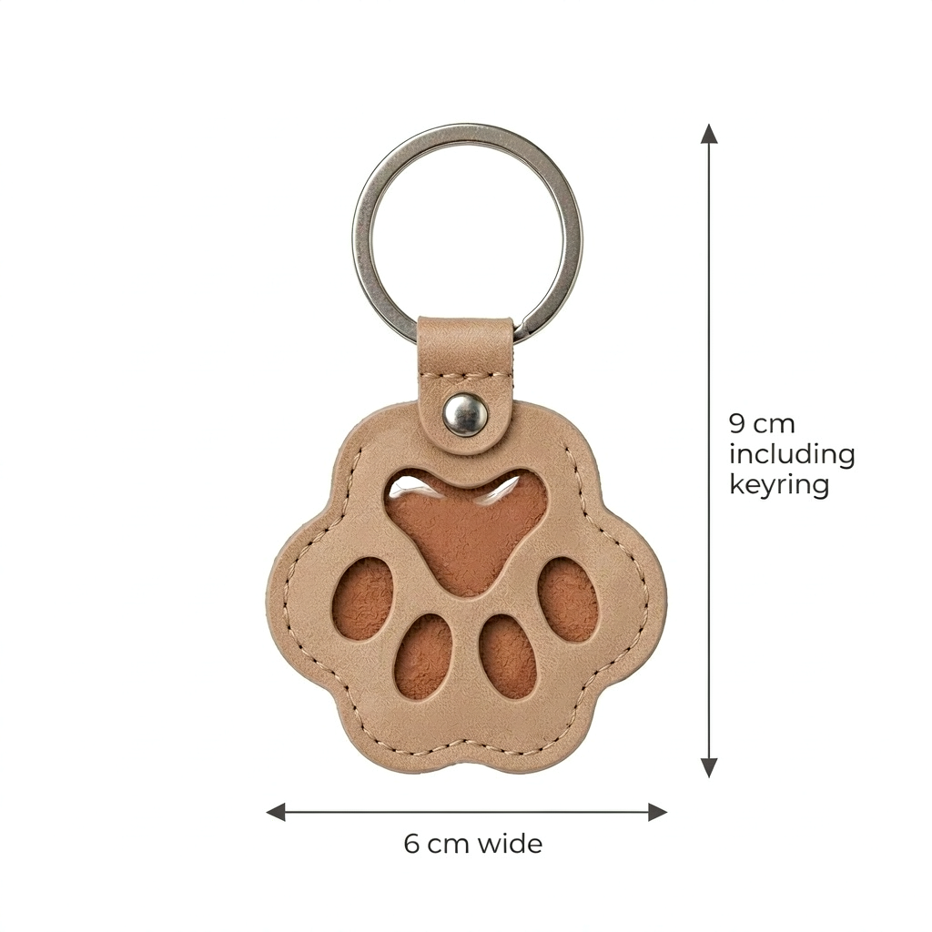 Paw Print Hair Keyring - Leather Keepsake with Window for Pet Fur - Image 2
