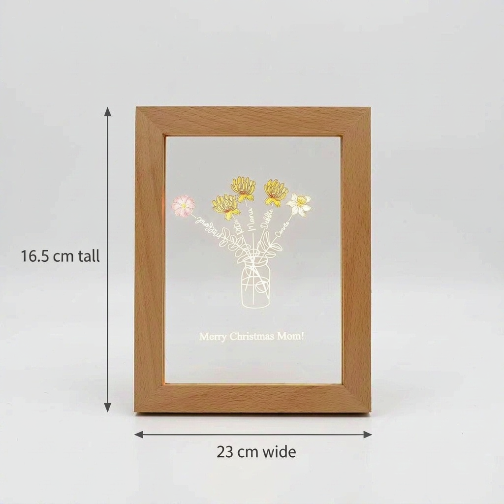 Framed Acrylic Night Light with Pet Photo - Warm Backlit Wooden Photo Frame - Image 2